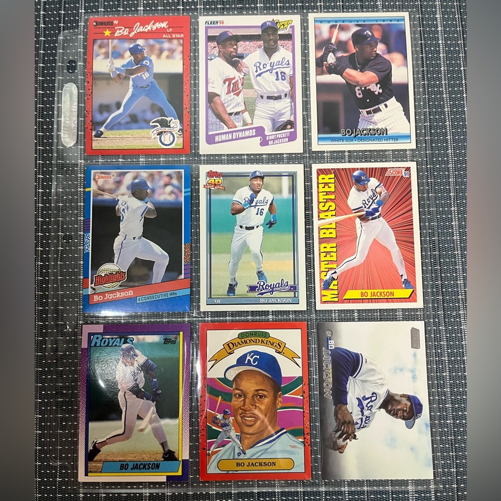⚾️ Bo Jackson Kansas City Royals MLB Baseball Trade Cards, Lot of 9